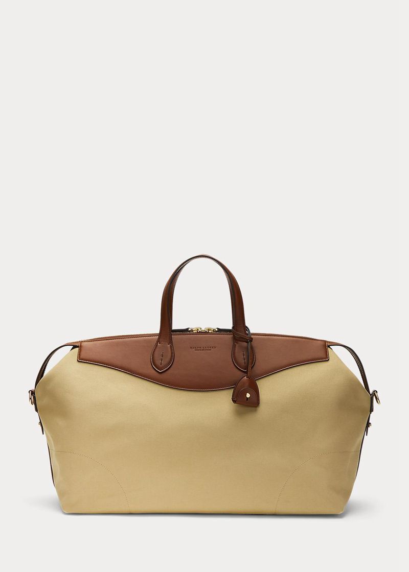 パープル レーベル バッグ メンズ カーキ レザー-trim キャンバス Voyager Duffel LAZUW4825